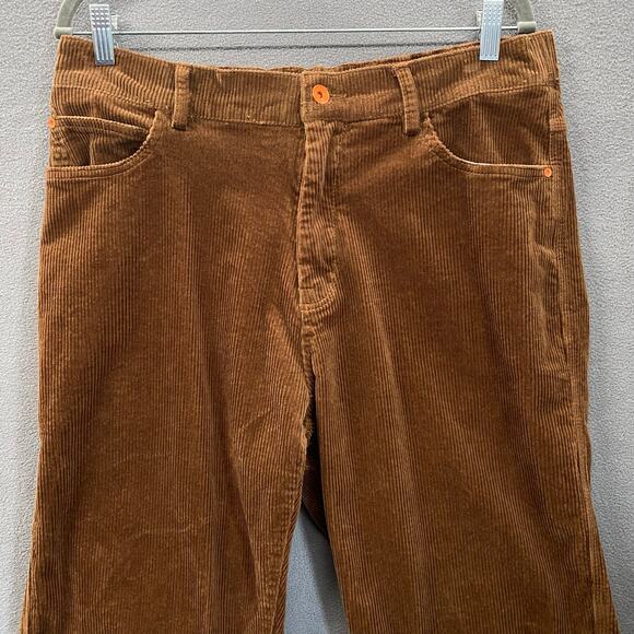 Aelfric Eden Retro Skater Corduroy Pant Mens XXL Brown Elastic Waist Pockets - Picture 3 of 13